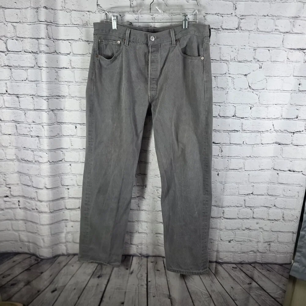 Vintage Levis 501xx Mens 38x34 Straight Leg Button Fly Gray Jeans Made in Mexico